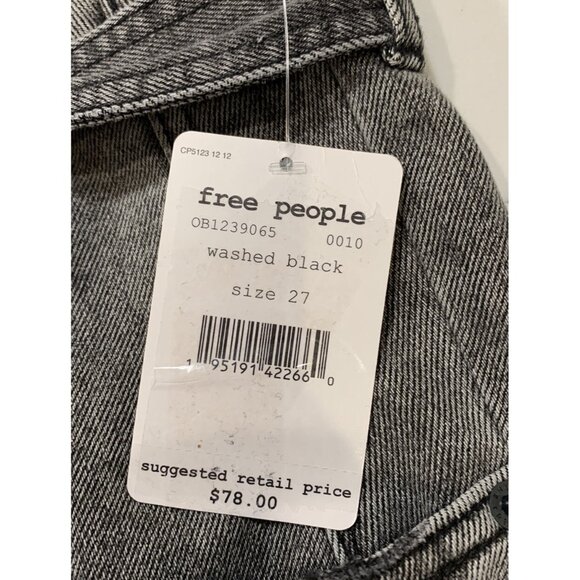 Free People Washed Black Denim Cut Off Button Fly East of Eden Belted Skirt 27 - Picture 4 of 8